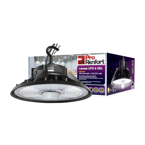 Lampe Dôme UFO DEL ajustable 180/240W/347V 120º 40-50K CCT