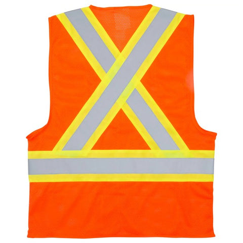 Veste de sécurité pour la circulation, Orange haute visibilité, Grand, Polyester, CSA Z96 classe 2 - niveau 2