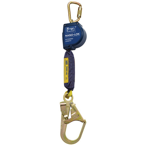 Cordage de sécurité autorétractable allongé Nano-LokMC, 9', Polyester/Sangles, Pivotant