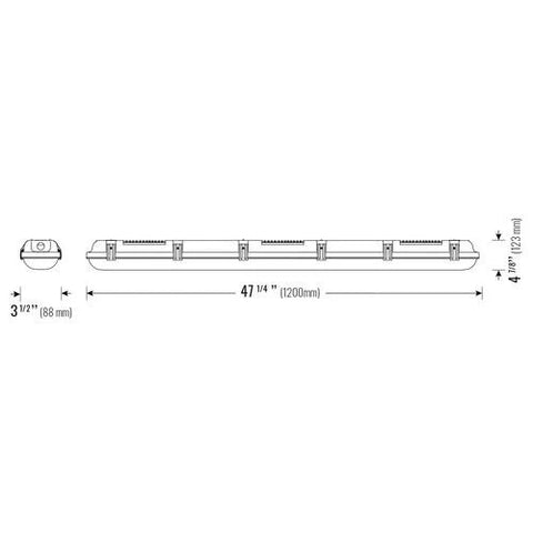 Luminaire étanche DEL 4' 56W 5000K IP66 Dimmable