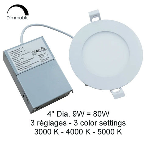 Luminaire DEL encastré rond 4" 9W