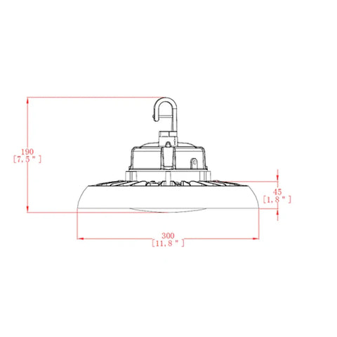 Projecteur LED industriel UFO Highbay V2, puissance ajustable, 120-347V, noir givré, pour éclairage de grande hauteur.