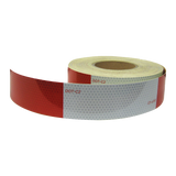Ruban de signalisation 5 cm (rouge/argent) - Rouleau de 45,7 m