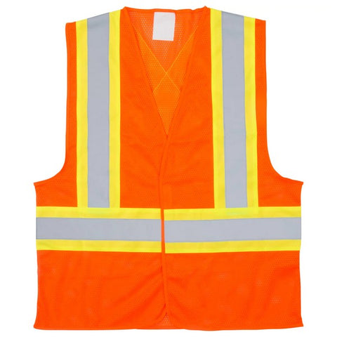 Veste de sécurité pour la circulation, Orange haute visibilité, Grand, Polyester, CSA Z96 classe 2 - niveau 2