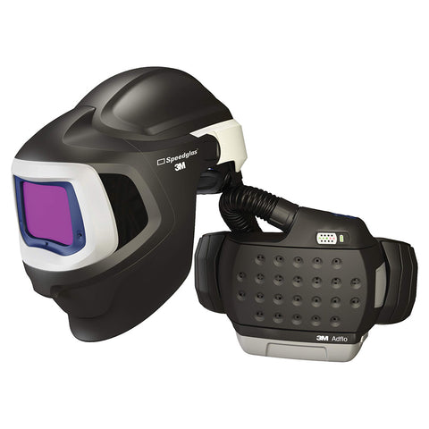 Système de protection respiratoire à épuration d'air motorisé haute efficacité AdfloMC avec masque de soudage 9100 MP SpeedglasMC, Masque de soudage, Pile Lithium-ion - 3M
