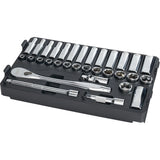 Clé à cliquet et jeu de douilles avec organisateur compact à profil bas Packout(MC), 32 Mcx, Prise de 3/8", Profond
