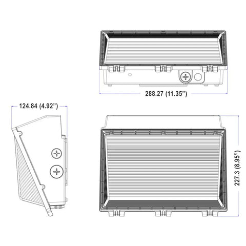 Wall Pack LED extérieur 60W, 3CCT, finition bronze, avec cellule photoélectrique.