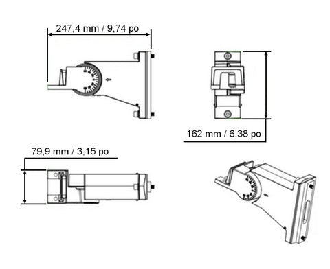Support à bras droit réglable pour poteau rond/carré (pour sentinelle - Projecteur de zone) (Copie)