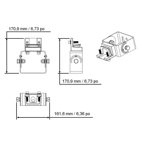 Support réglable pour poteau carré, poteau rond et support mural (pour sentinelle - Projecteur de zone)