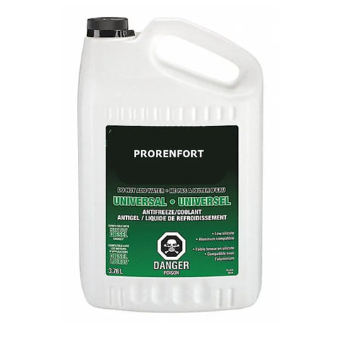 Bidon de 3,78 litres d'antigel et liquide de refroidissement universel - Prorenfort avec bouchon noir