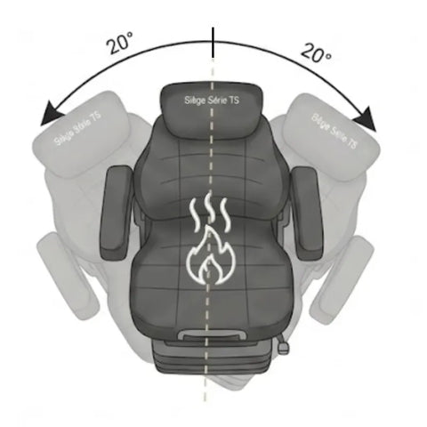 Siège opérateur ergonomique Série TS avec suspension pneumatique, tissu noir, appuis-bras réglables et appui-tête.