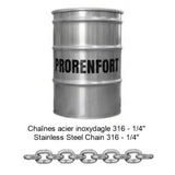 Chaine en acier inoxydable de transport en baril - T-316 - 1/4"