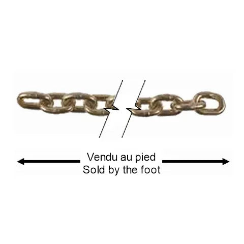 Chaîne métallique coupée avec des flèches indiquant la vente au pied.