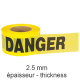 Ruban pour barricade «DANGER», bilingue, 3" large x 1000' long, noir sur jaune