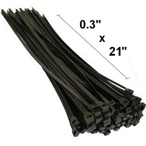 Attache autobloquante ( Tie wrap ) HD Dupont noir en nylon 0.3" x 21"